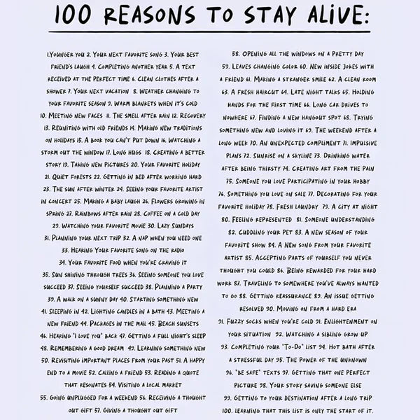 100 Reasons To Stay Alive Hoodie